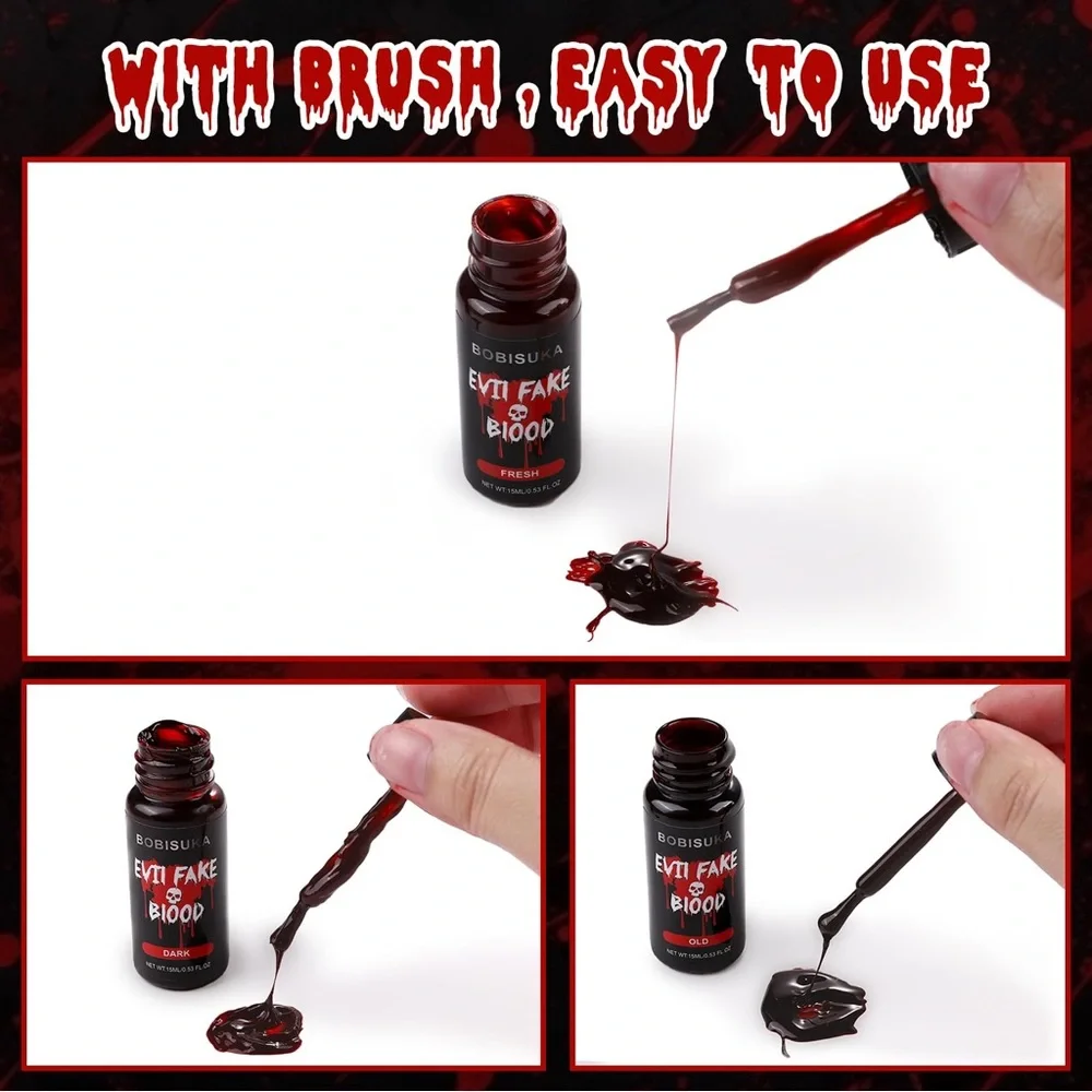 3PCS Halloween Fake Blood | Dark, Fresh, Old Blood each 0.53oz